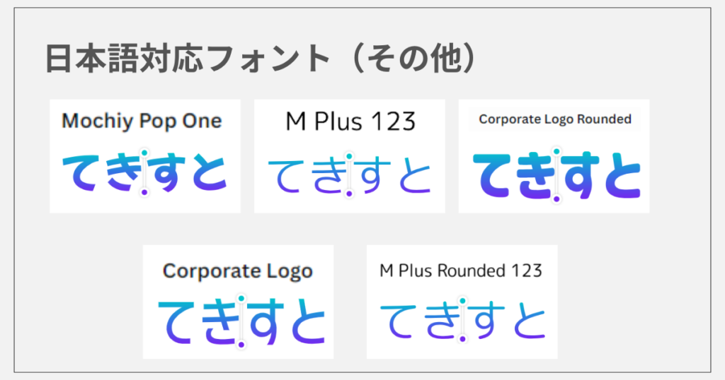 Canva内アプリ「TypeGradient」で日本語対応のフォント（その他）