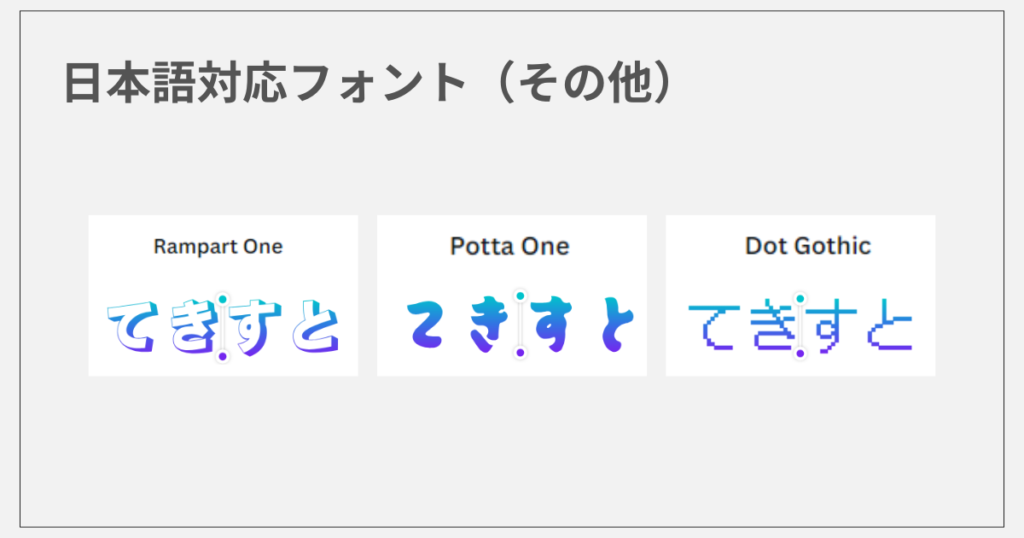 Canva内アプリ「TypeGradient」で日本語対応のフォント（その他2）