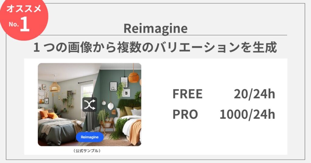 clipdropのAIツール：Reimagine