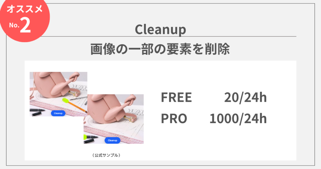 clipdropのAIツール：Cleanup